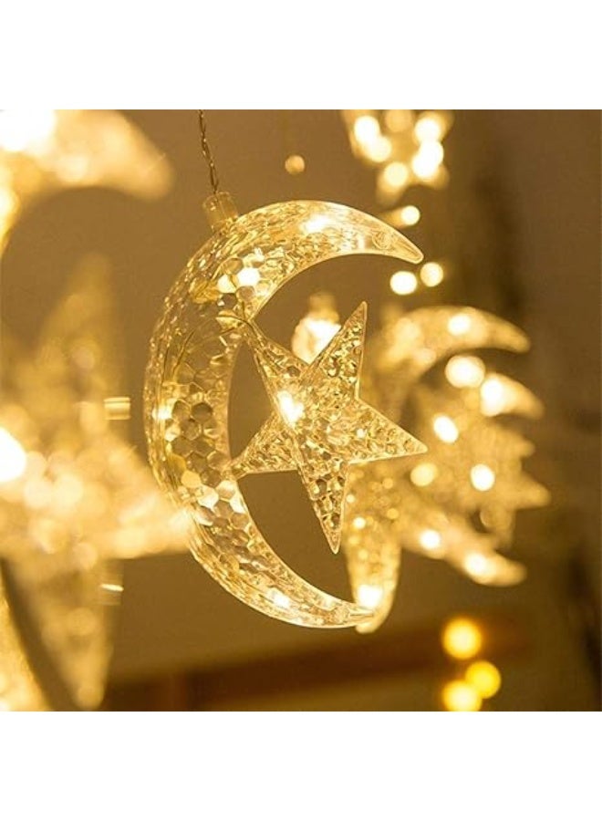 أضواء زينة رمضانية على شكل نجمة وهلال، 10 قطع. دافئة - Image 2